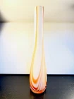 Vintage MCM Murano Style Opaline Swirl Art Glass Vase 13.75" Orange White