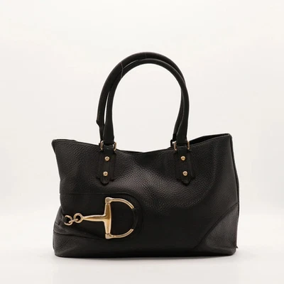 Sac Gucci Tote Horsebit Cabas Cuir grainé Noir Vintage Authentique - Photo 1/4