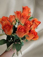 ONE DOZEN 23" Single stemmed silk roses. ORANGE