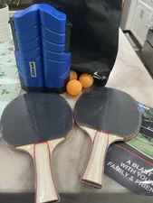 XGEAR Ping Pong Set Retractable Net, 2 Paddles, Balls, Storage Bag NEW X Gear