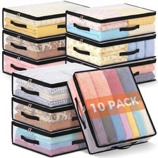 10Pcs Clear Storage Bags With Zippers and 3 Handles, 21L Large, Black