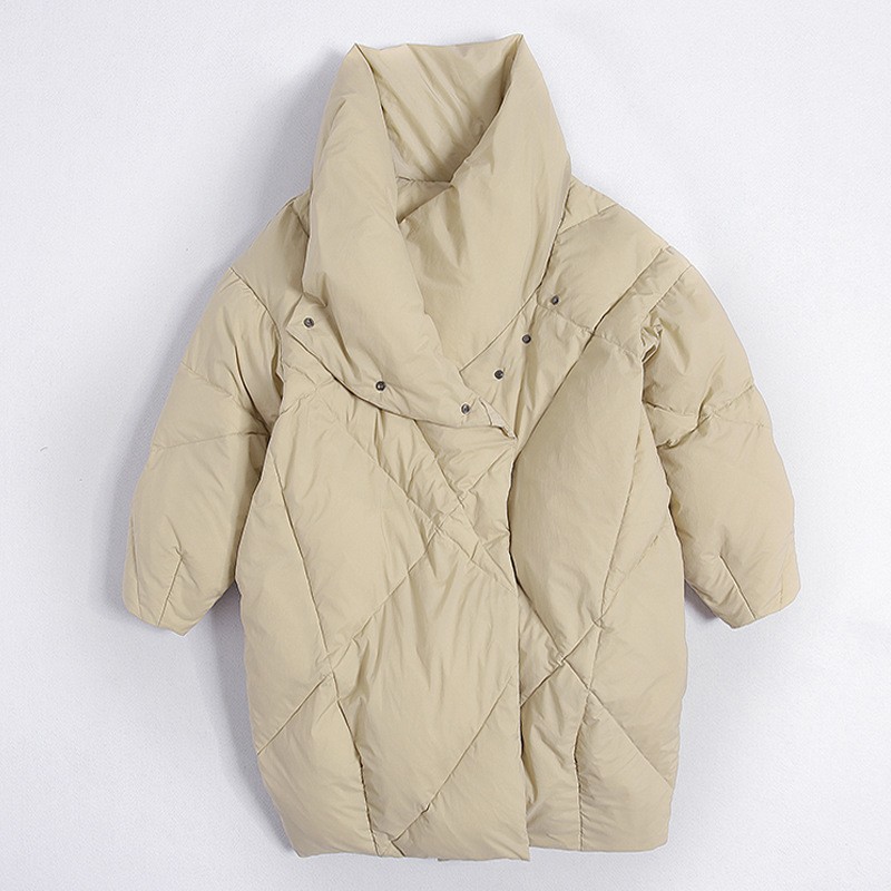 Women Loose Thick Down Jacket Short White Duck Down Mid Long Fashion Down Jacket