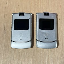Lot Of 2 Motorola RAZR V3 Silver Flip Phone  UNTESTED  Sold as is No Charger Read 