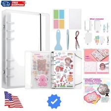 Reusable Sticker Album with Pockets, 100 Sheets, Blank Sticker Book with Twee...