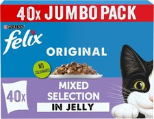 FELIX Wet Cat Food 40x85g Pouches – Original Mixed Selection in Jelly 4.99 per kilo