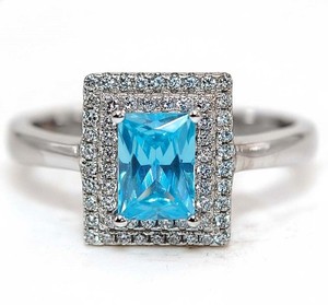 2CT Heat Treated Blue Topaz 925 Solid Sterling Silver Ring Jewelry Sz 8 PC13-6