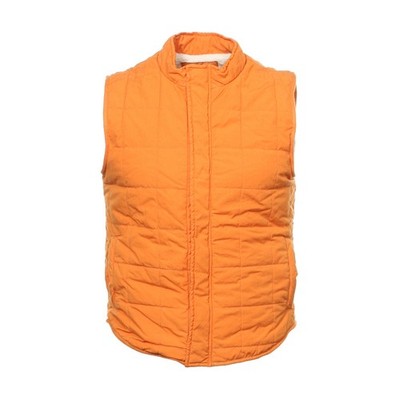 Splendid Mills Mens Insulated Vest Orange 100% Cotton Solid Grid Quilted Outdoor