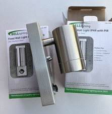 2 x BELL LIGHTING 10416 OUTDOOR WALL LIGHTS WITH PIR SENSOR - STAINLESS STEEL 