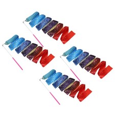 4 Pcs Dance Ribbons 78.7" Sparkly Gymnastics Ribbon Streamer Pink Wand Gradient