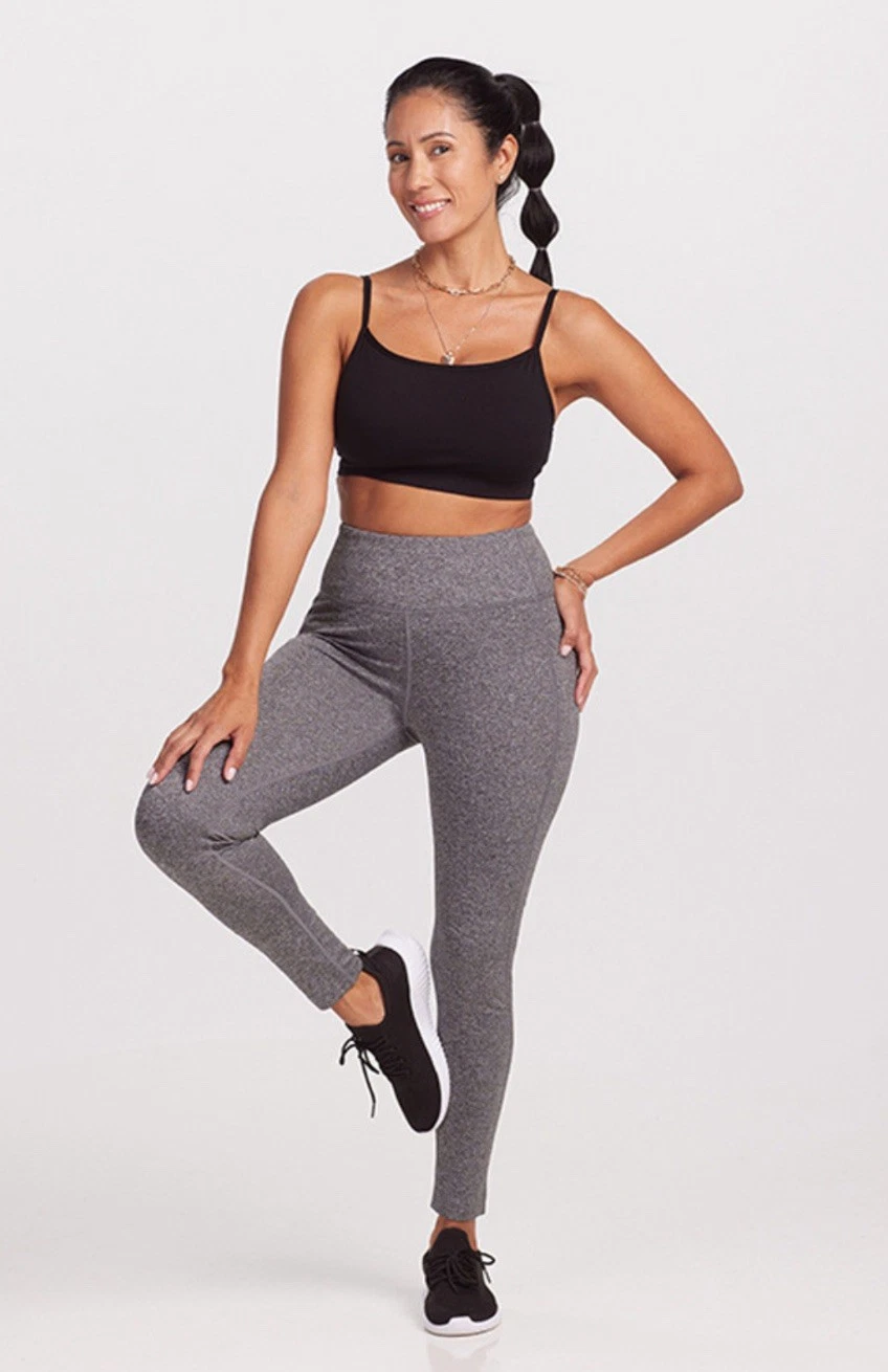 Woolx McKenna Merino Wool Athletic Leggings With Pockets Size L Heather Gray