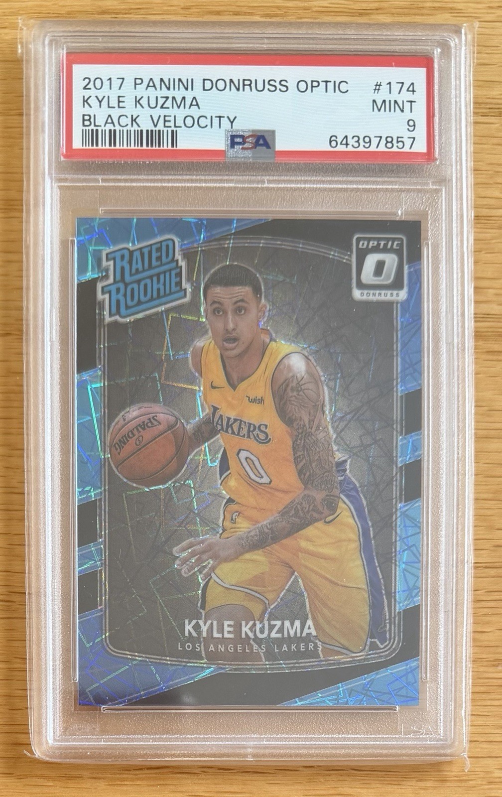 2017 Panini Donruss Optic Kyle Kuzma Black Velocity /39 Rated Rookie PSA 9 RC