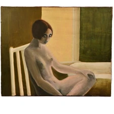 FREDERICK SPRAGUE Original Vintage Signed Female Woman Sitting Portrait Painting