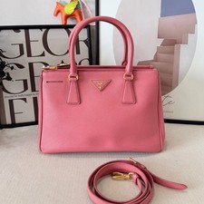Prada Galleria Small Pink Saffiano Leather Top Handle Shoulder Tote Bag