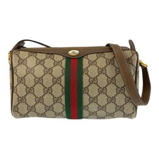GUCCI vintage Web Stripe 89 02 018 Shoulder Bag Pochette Beige GG Supreme Canvas