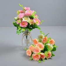 7 Heads 30cm Silk Tea Rose Artificial Flowers Bouquet For Home Wedding