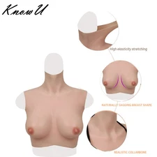 KnowU Silicone Breast Form E Cup External Chest Enlargement Natural Fall