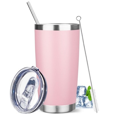 YEBTS Life 20 oz Tumbler with Lids and Straws, Stainless 20 Ounces, Pink 
