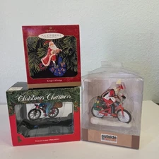 Hallmark Keepsake Ornaments" SANTA"  Bicycle Bike Editions Many Brands Xmas Lot 