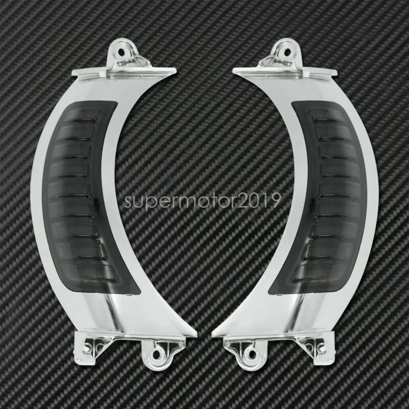 LED Chrome Side Marker Turn Signal Light Fit For Harley Road Glide 2015-20 FLTR - Image 3 of 4