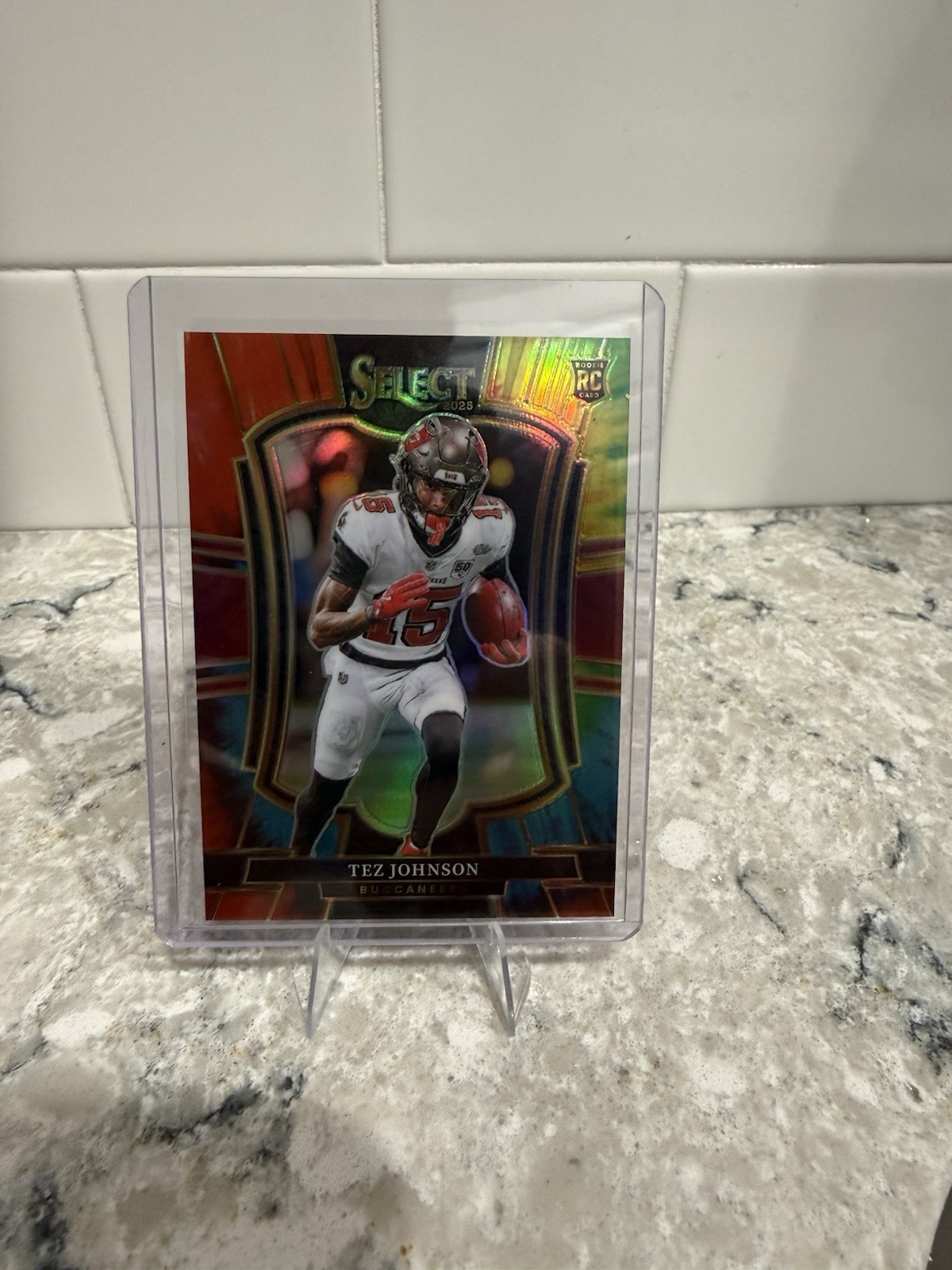 2025 Panini Select Tez Johnson RC Premier Level Tie-Dye 10/25 Buccaneers