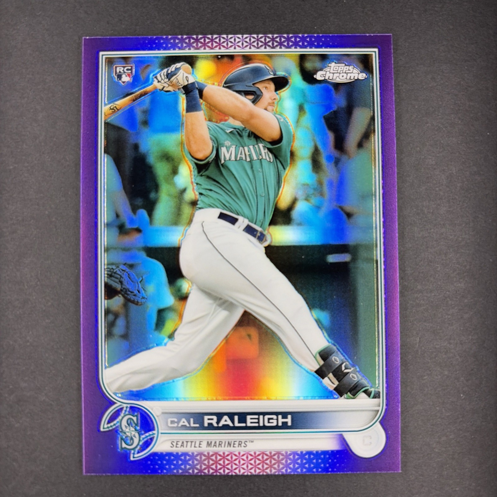 2022 Topps Chrome Cal Raleigh #149 Purple Refractor /250 RC Mariners