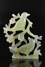 F7447: Japanese Stone jade/jewels Bird sculpture ORNAMENTS object art work ,