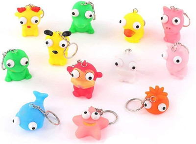 8 Pack Raised Eyes Doll anti Stress Ball Vent Animal Keychain Squeezing Animal D