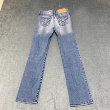 True Religion World Tour Section Straight Jeans Girls 10 Blue Denim Distressed