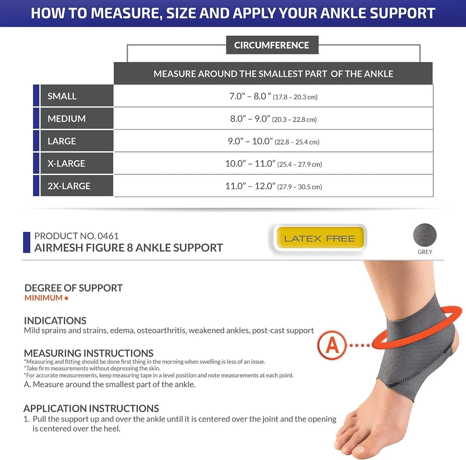 Tobillera Champion, Figura 8 Correas, Soporte Ajustable, Tela Airmesh, Gris, Foto 2 de 4