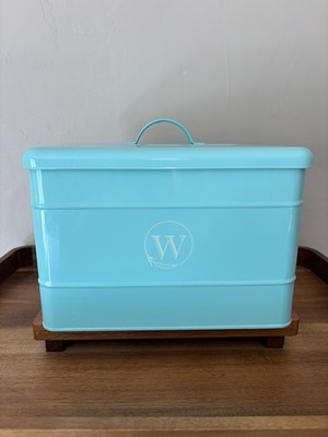 Harry & David Wolferman's Bakery Light Teal Blue Metal Rectangle Container Tin