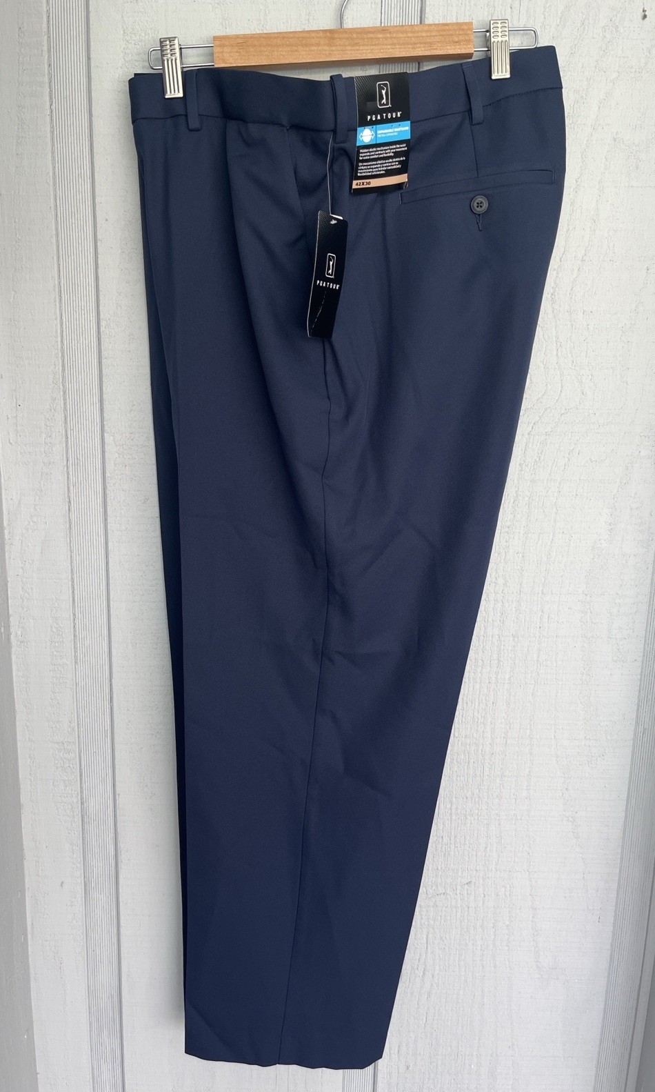 PGA TOUR Golf Pants Men 42x30 Navy Expandable Waist Performance Stretch SPF NWT