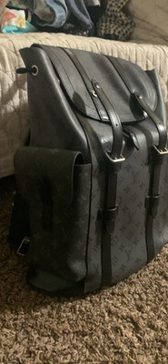 Louis Vuitton Monogram Backpack Gray/Black Buckle Drawstring Closure