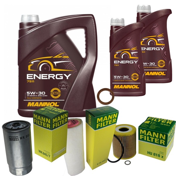 MANN-FILTER Inspektionspaket 7L Mannol Energy 5W-30 FüR BMW 7Er E38 730D-image