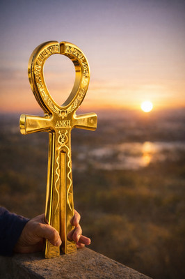 GOLD Ankh Key of Life Tuning Fork   243Hz / 647Hz Energy Frequency MEDIUM