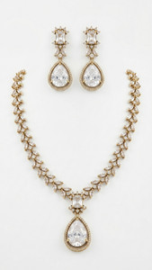 Authentic Gold Plated Feather Necklace Set for Women Drop Earrings Indian Jewelry