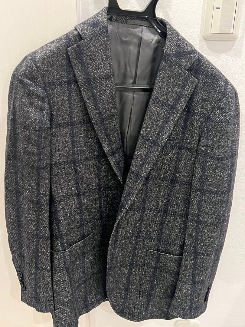 RING JACKET Gray Checkered Tailored Jacket Size 4… - image 1