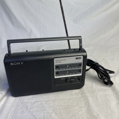 Sony ICF-38 AM/FM 2-Band Portable Radio with Power Cord Tested Works ...