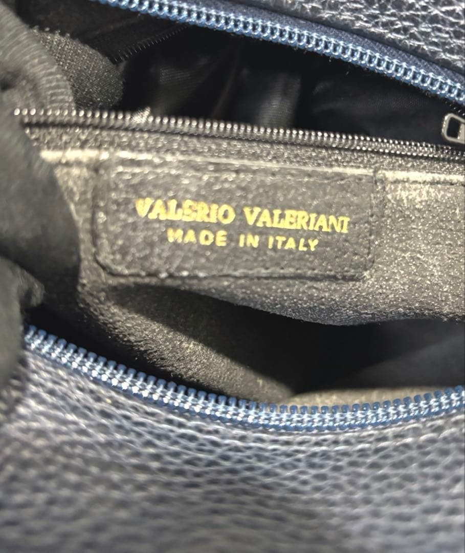 Valentino Garavani Leather Handbag Navy Brown Near Mint Condition Japan thumbnail 9