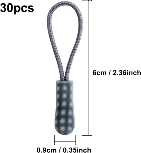 Set of 30 Zip Pull Zipper Puller Cord Slider Fastener Jacket Bag Backpack - Picture 2 of 8