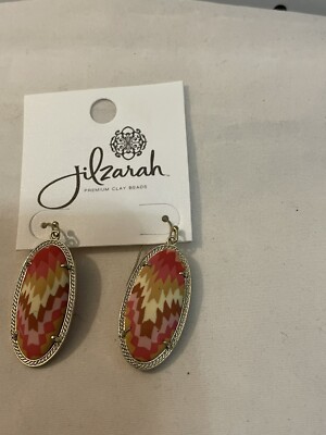 Jilzarah Reversible Gold Frame Pendant Premium Clay Earrings
