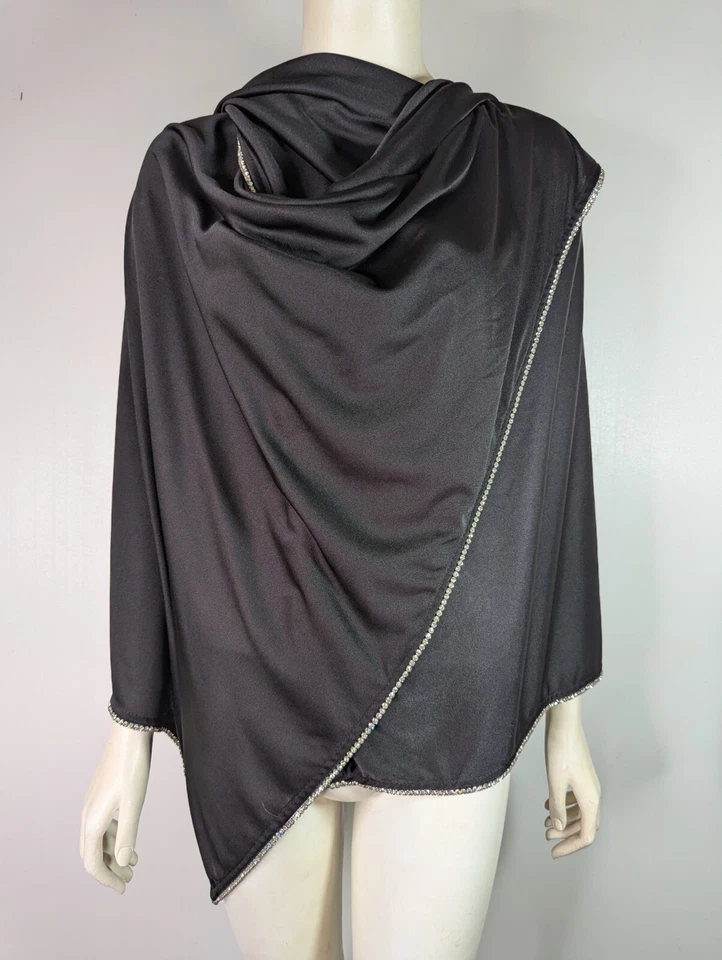 Chal Beaujon Paris Vintage Vidrio Negro Estrás Envoltura Vintage Años 80 Formal Foto 2 de 4