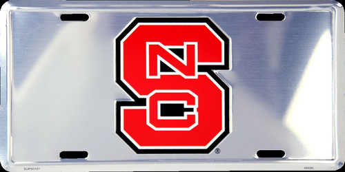 NORTH CAROLINA STATE WOLFPACK CAR TRUCK TAG CHROME LICENSE PLATE METAL NC SIGN - Picture 2 of 5