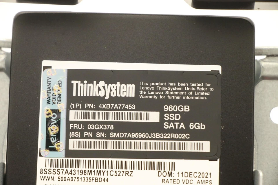 Lenovo 4XB7A77453 960GB 03GX378 ThinkSystem 6Gb 2.5" in 3.5'' Tray SATA SSD NEW - Image 2 of 4