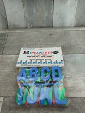 Vtg Spellwriter Magnetic 31 Alphabet Refrigerator Letters NOS Hanger Unpunched