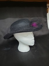 MR HI'S LADIES Black WIDE BRIM FORMAL DRESS CHURCH HAT 6 3/4