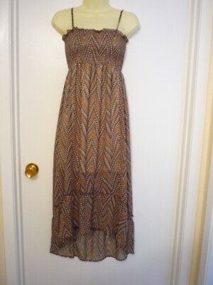 chinese dress ladies Roberta Di Camerino Vintage 1978 Orange & Black Chevron Print Maxi Dress main image 1