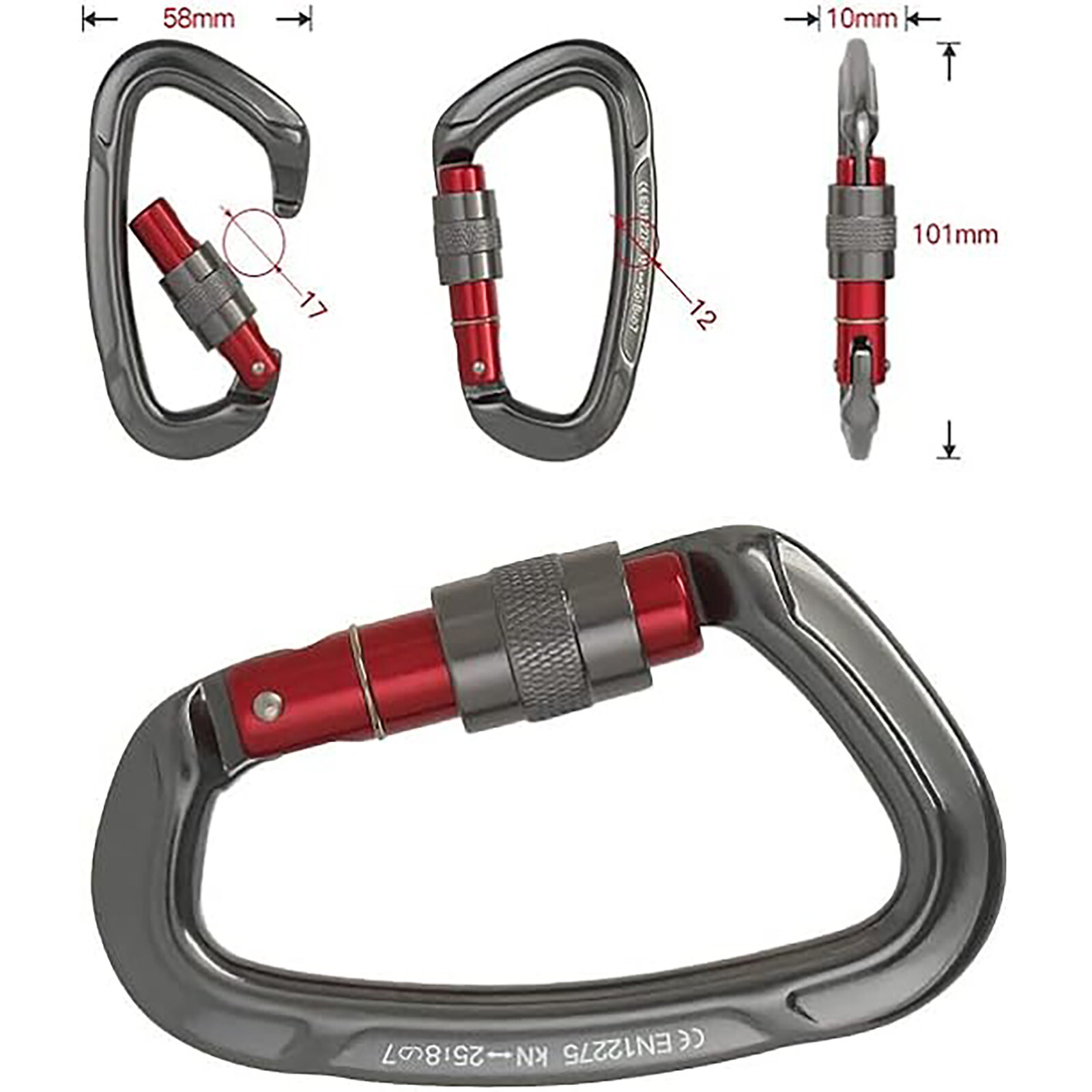 25KN Screwgate Locking Rock Climbing Carabiner Clip Aluminum D Ring