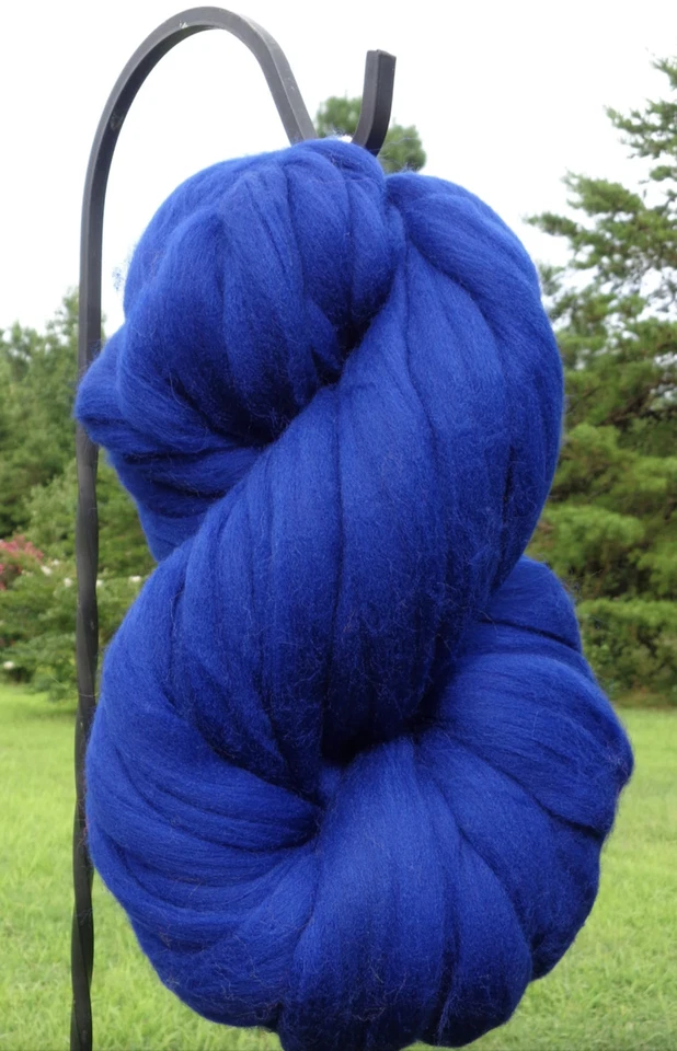 SAPPHIRE Blue Wool Roving for Spinning into Yarn, Wet or Needle Felting, Merino - Image 2 of 4
