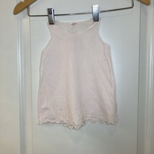 Vintage Sheer Pink Infant Dress Gown Embroidered 1960  s Cotton