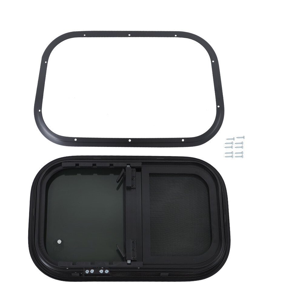 NEW RV Camper Window Vertical Slider W/ Screen & Trim Ring 12"~18" W × ...